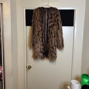 Guess by Marciano Brown Faux Fur Women's Coat